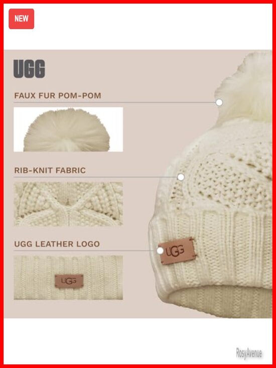 Cable Knit Beanie with Pom, Acrylic Blend, Warm Stretchable Hat